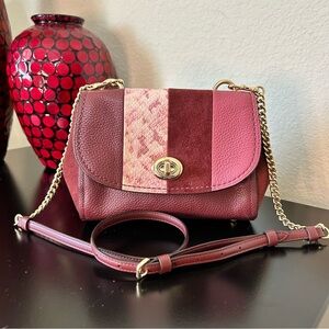 Coach Burgundy Leather and Suede Mix Faye Crossbody